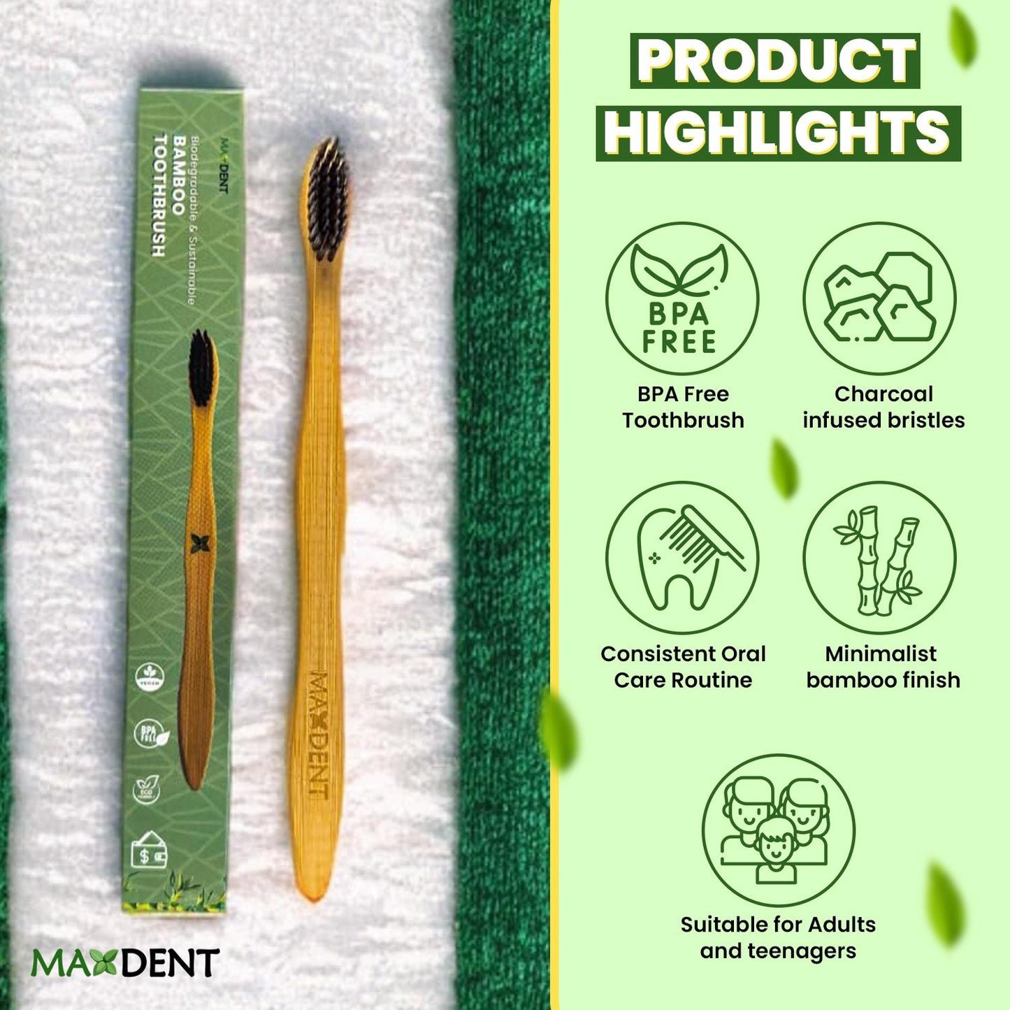 Maxdent Bamboo toothbrush 6 units