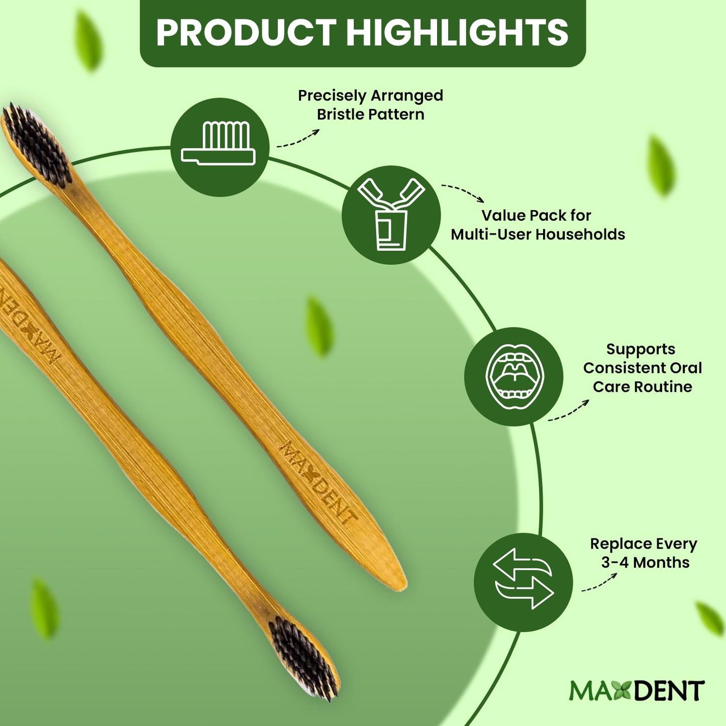 Maxdent Bamboo toothbrush 6 units
