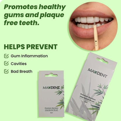Maxdent Bamboo Interdental Brush Set, 13 Pieces, Straight and Angled Designs, 5 Size Options